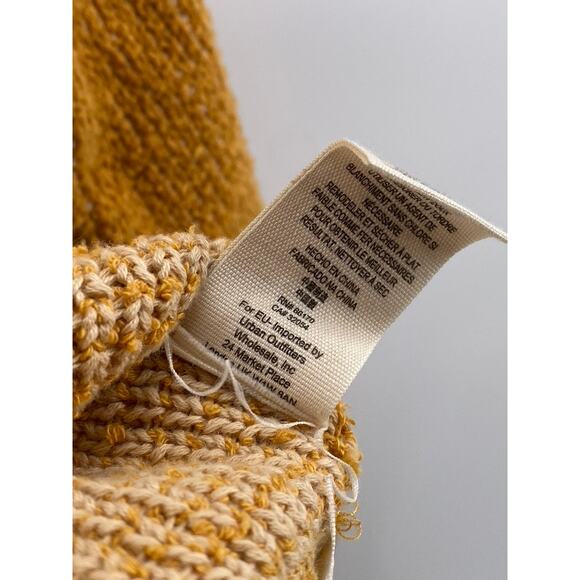 FREE PEOPLE Women's Gold Yellow Knit V-Neck Long Sleeve Slouchy Sweater SZ S - Picture 9 of 11